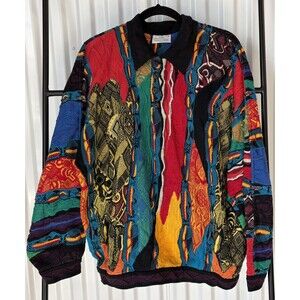 Vintage Coogi Australia Long Sleeve Polo Sweater Tag size L See Measurements